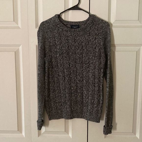 Lands' End Sweaters - Lands End Drifter women med. cable knit sweater black white cozy fireside
